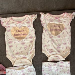 Twin I Love Grandma Outfits. TAHARI 0-3 Months